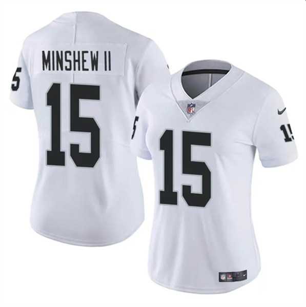 Women%27s Las Vegas Raiders #15 Gardner Minshew II White Vapor Stitched Jersey Dzhi